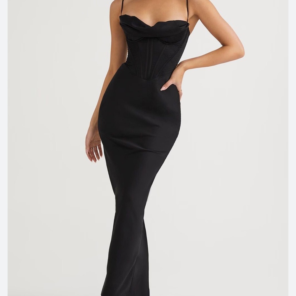 HOUSE OF CB CHARMAINE BLACK CORSET MAXI DRESS